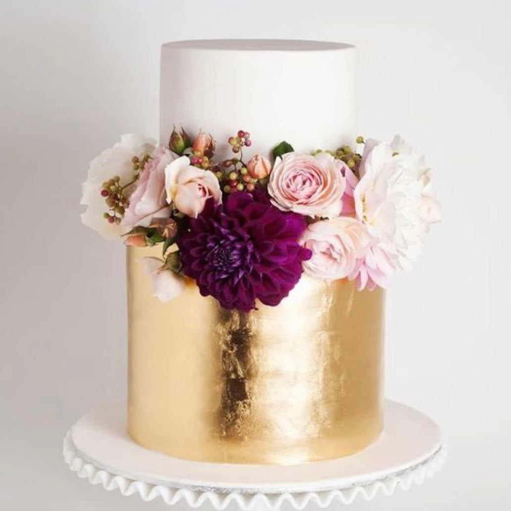 Two-Tier Round Floral Bridal Shower Cake - Montilio's Bakery