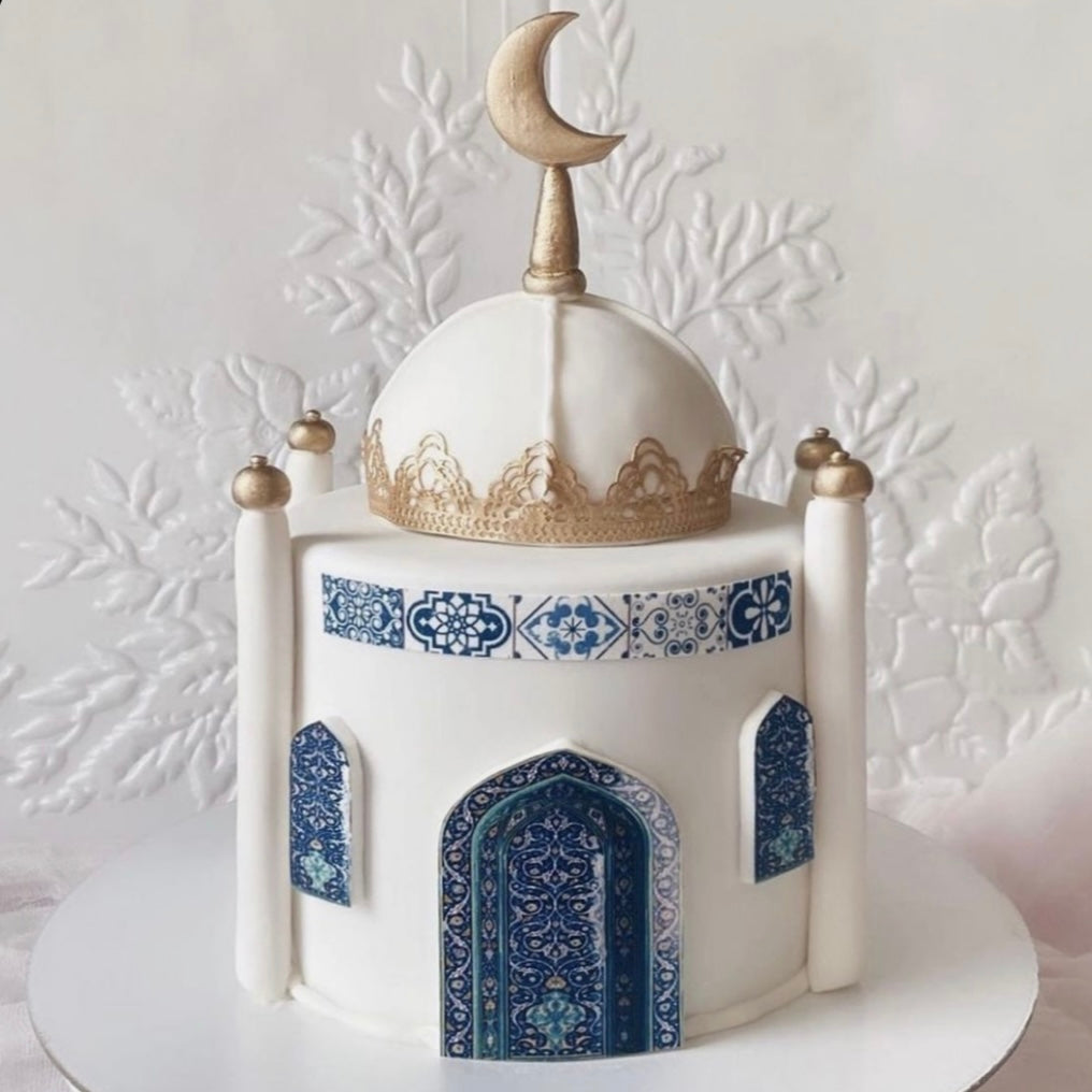 Ramadan Kareem-pictogrammen Met Maan, Lantaarn, Moskee in De Wolken Ramadan Kareem-pictogrammen Met Maan, Lantaarn, Moskee in De Wolken