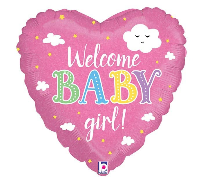 Welcome Baby Girl Pink Heart Balloon Dubai